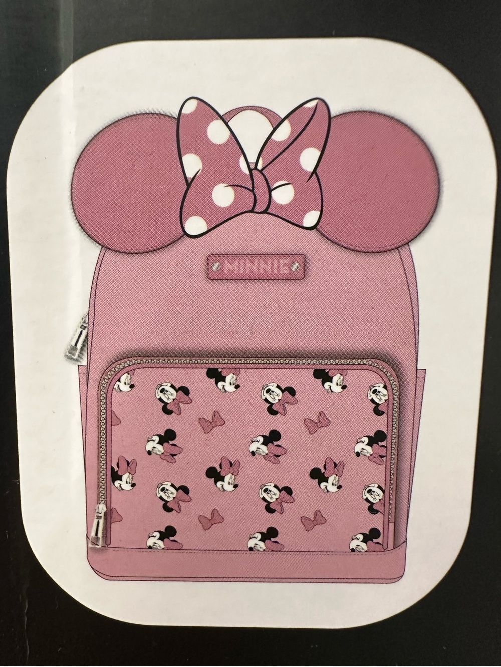 NWT Disney Minnie Mouse Pink Bow & Ears Small Faux Leather Backpack